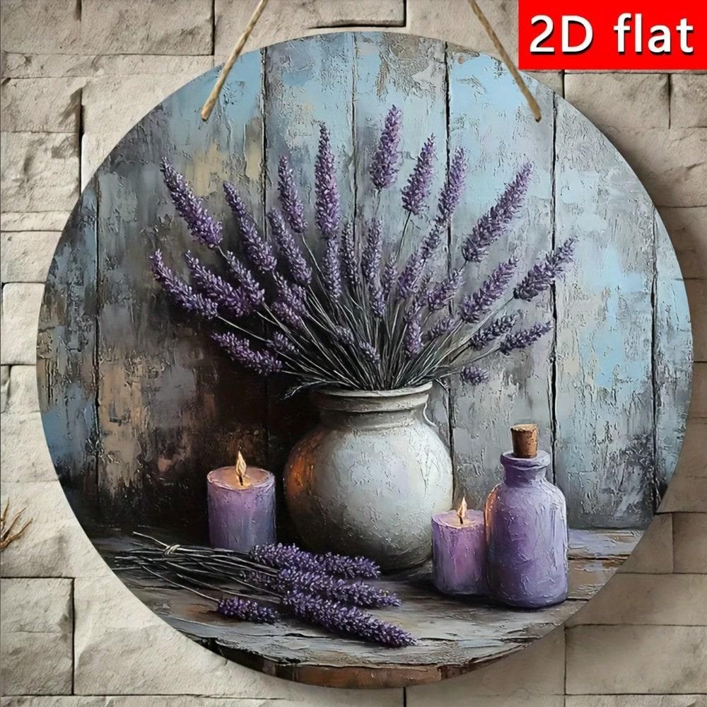 

Rustic Floral Tin Art 8x8 Inch Round Metal Wall Decor for Living Room 20x20 разноцветный