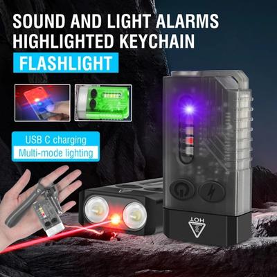 1000LM UV LED EDC Keychain Flashlight Type-C Rechargeable 1000mAh Work Light Torch with Magnet Buzzer Camping Lantern