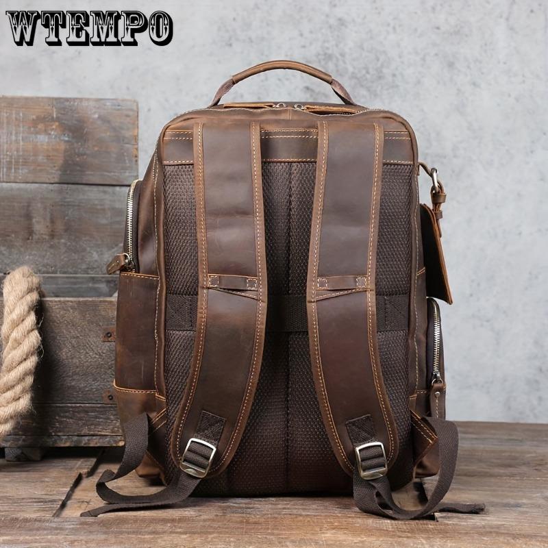 Vintage Men's Genuine Leather Backpack Classic Outdoor Travel Bag Large Capacity Crazy Horse Leather