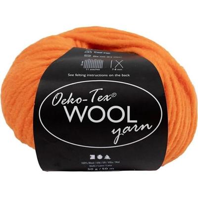 Ball of Wool - Creotime - Oeko-Tex Wool Yarn - 50 G - Color Orange - Lightweight Yarn