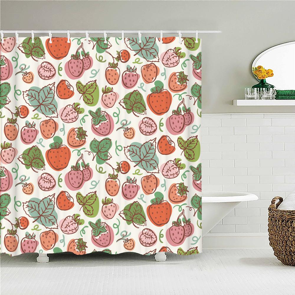 Modern Frischfrucht Zitrone Duschvorhang Wasserdichter Stoff Duschvorhang mit 12 Haken Badewannenvorhang für Badezimmer Heimdekoration