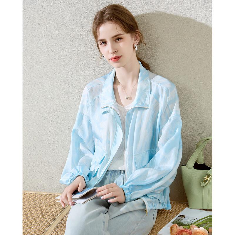TUHUANG Women s 100% Mulberry Silk Sun Protection Zipper Jacket XL