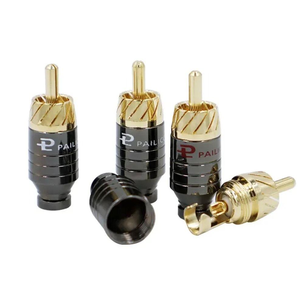 2Pcs Gold Plated RCA Plug Jack Soldering Speaker Audio Connector  Headphone Jack