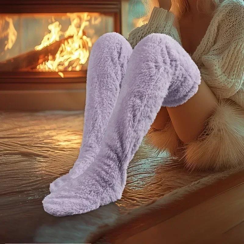 

Выше колена на плоской подошве с современными ботинками Зимняя женская обувь без застежек на распродаже 2024 Модные лаконичные женские ботинки с круглым носком и низким каблуком 43 фиолетовый