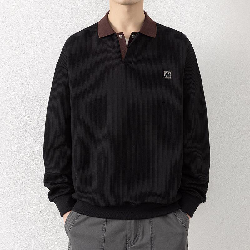 

Men s Autumn/Winter Trend Long Sleeve Lapel Hoodie Polo Shirt XL - 140-155 jin