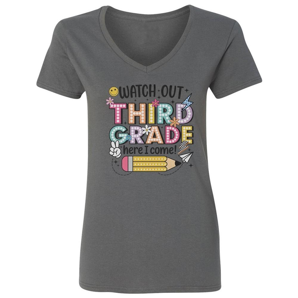 Third Grade Here I Come - Back to School Fun Graphic Ladies  V-Neck Tshirt Unisex T-Shirt XXL
