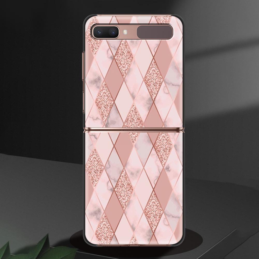 Gold Pink Rose Glitter Hearts Luxury Black Hard Case For Samsung Z Flip Z Flip3 Phone Case For Galaxy Z Flip 5G Foldable Cover