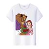 Cartoon Princess Summer Short Sleeve Tee Beauty and The Beast Tops Shirts T-Shirts Sweet Clothes Blouse Unisex