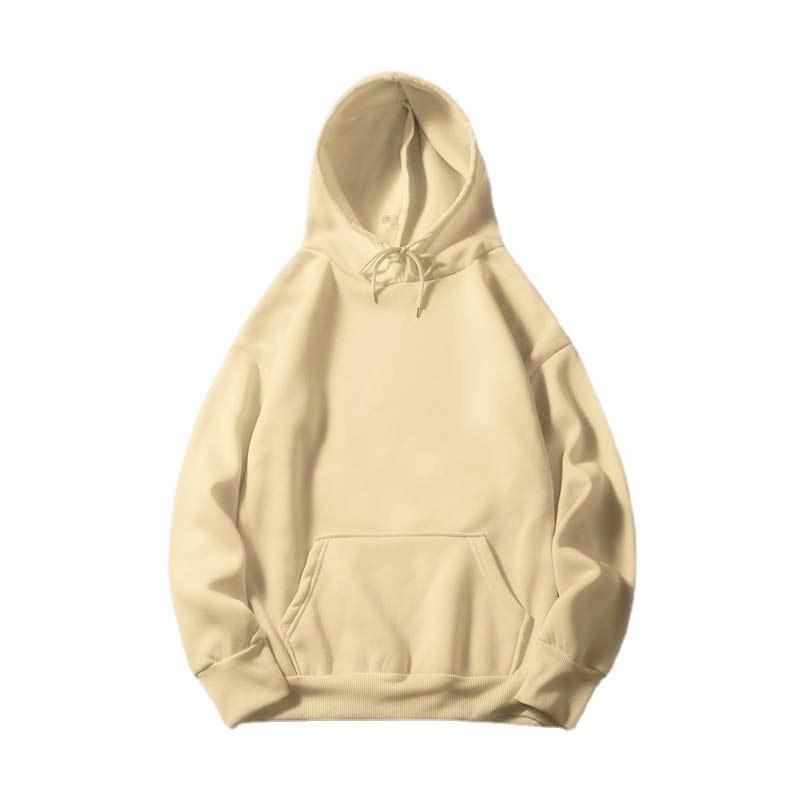 In Stock 2024 Women's Solid Color Loose Fit Hooded Sweatshirt with Plus Velvet for Autumn & Winter