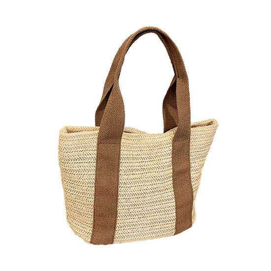 

Женская соломенная сумка-тоут ручной работы многоразовая летняя сетчатая пляжная сумка коричневый