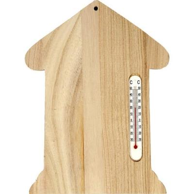 House Plaque - Unspecified - 23.5 X 16.5 Cm - Wood - Built-in Thermometer