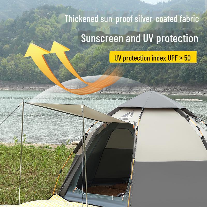 Male Wolf Quick-Open Outdoor Camping Tent: Folding, Portable, Dual-Layer, Rain & Sun Resistant