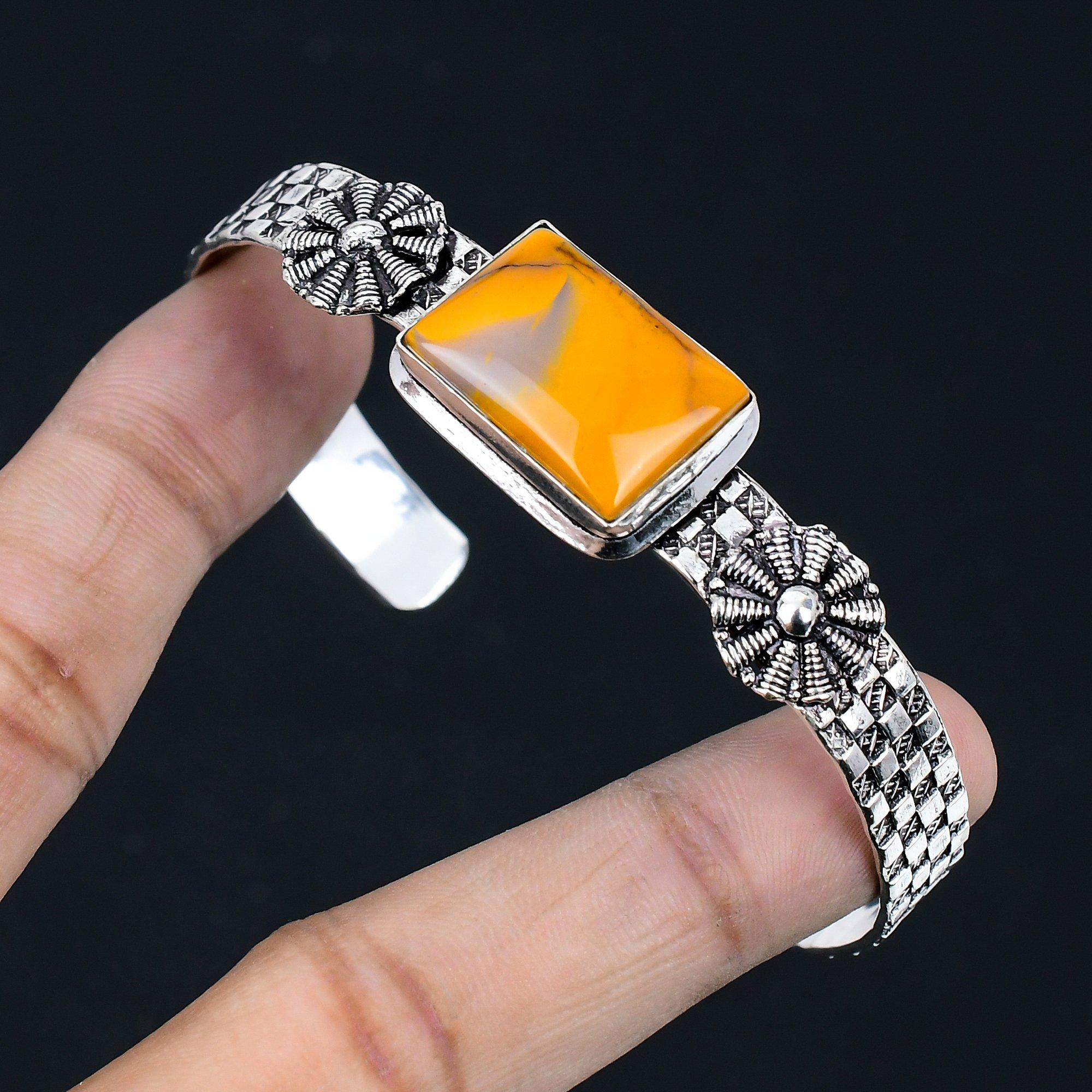 

Easter Deal Mookaite Gemstone Trendy Mother Bangle Bracelet 925 Sterling Silver Adjustable