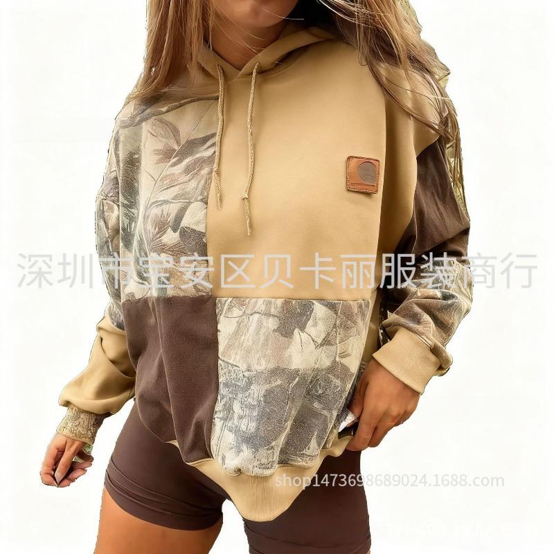 QICED женские модные повседневные однотонные худи с капюшоном и длинными рукавами с принтом XXXXXL хаки