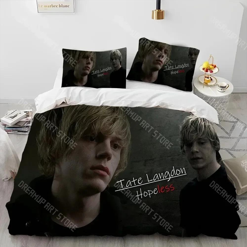 Süßes Evan Peters Film TV Schauspieler Bettdecke Bettwäsche-Set, Bettbezug Bett-Set Steppdeckenbezug Kissenbezug, King Queen Size Bettwäsche-Set