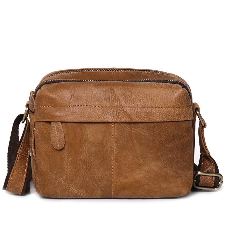 Retro Fashion Men S Small Square Bag First Layer Cowhide Shoulder Bag Women S Genuine Leather Messenger Bag Frosted Leather Ipad Bag