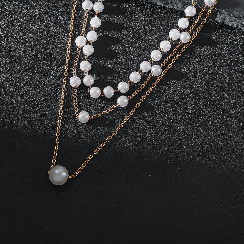 Elegant Multi-layer Pearl Necklace - European & American Style, Versatile & Luxurious