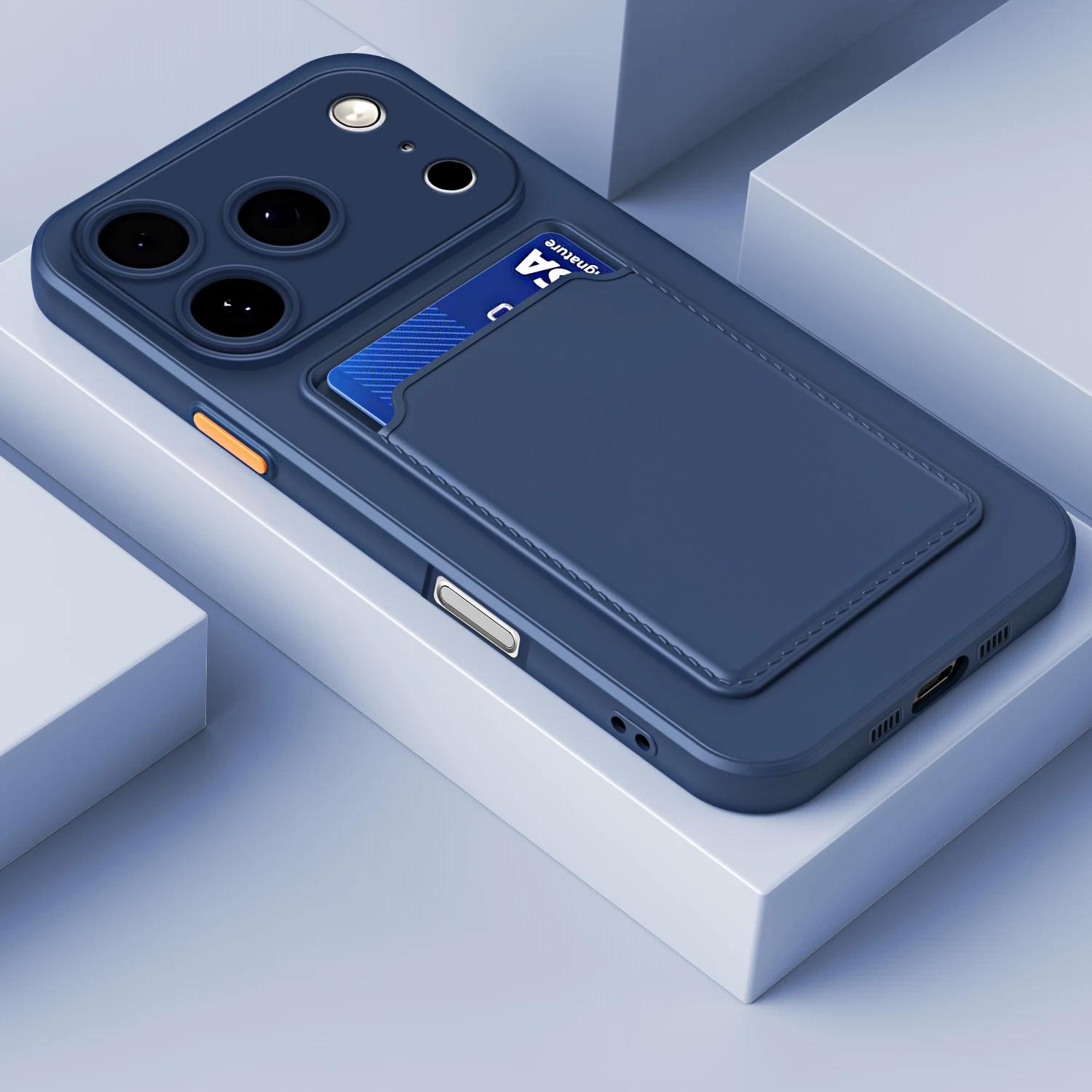 Zachte Siliconen Portemonnee Kaarthouder Telefoonhoesje voor iPhone 17 Air 16 15 14 Plus 13 12 Mini 11 Pro 16E XS Max XR Sleuf Tas Achterkant iPhone 13
