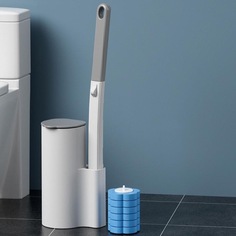 Toilet Wand Holder Designed for Convenient Use and Easy Maintenance Toilet Brush and Holder with Cleaner Refills