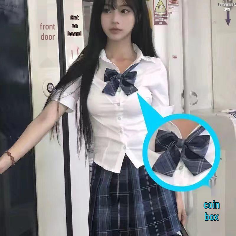 

Женский клетчатый комплект из двух предметов во французском стиле JK: юбка и приталенная блузка 2XL