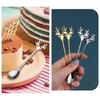 6 Pieces Cake Spoon Tasting Dessert Forks Christmas Themed 2 Colors for Party