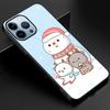 Cartoon Snowman Cat Case For Iphone 11 Pro Max 14 13 12 Mini Xs Xr X 7 8 6s Plus Se 2022 Tempered Glass Cover Protection Shell
