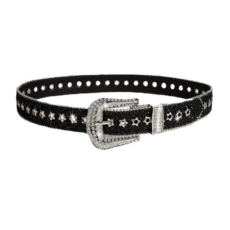105cm Rhinestone Star Belt Women's Wide Belt Decoration European and American Fashion Personality Sequined Jeans Belt