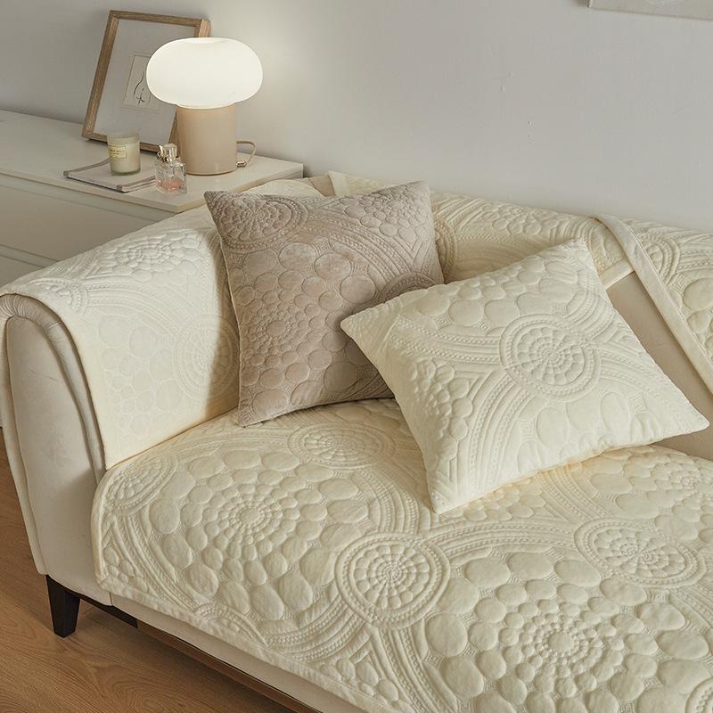 Modern Household Plush Anti Slip Seat Cushions Seasonal Universal Cover Backrest Towel Winter Minimalist Leather Sofa Full Coverage Fabric