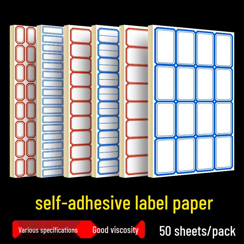 50 Sheets Self-Adhesive Blank Labels for Handwritten or Name Stickers