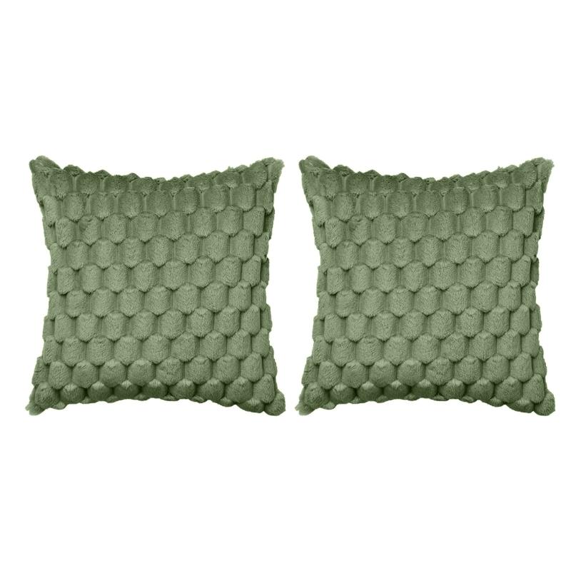 

Comforting Pineapple Grid Turtles Pattern Velvets Pillow Cover, Faux Furs Sofa Cushions Cover Gentle Feel for Office or Home Use зелений