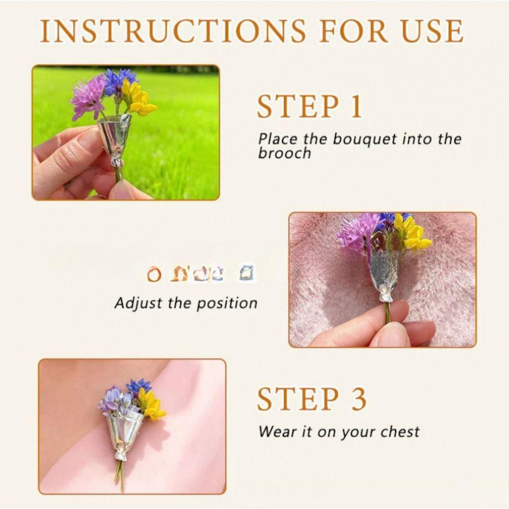 Zinc Zinc Alloy Flower Brooch Silver Metal Clothes Pin Personality Gold Brooch  Daily