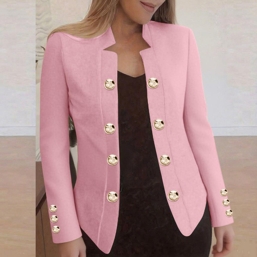 Fashionable Women's Solid Color Casual Long-sleeved Button Cardigan Jacket
