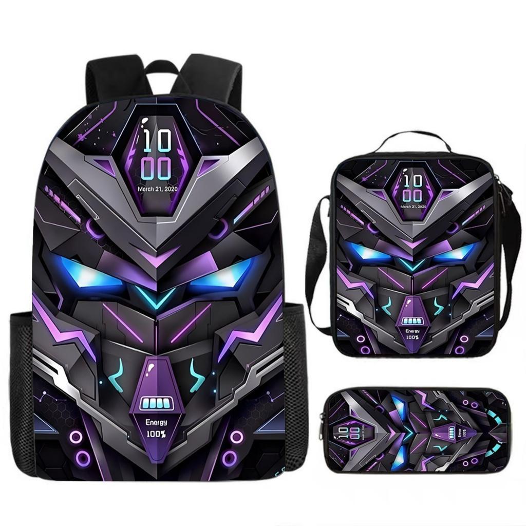 Conjunto de Mochila Escolar Mecânica Infantil - Mochila Escolar de Grande Capacidade com Bolsa de Ombro e Estojo para Estudantes
