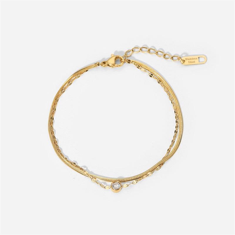 Stainless Steel Bracelet Golden Double Layer Snake Bone Chain Bracelets Fashion Jewelry Gift