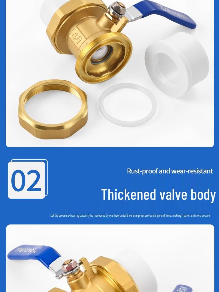 4-Point Straight-Through Brass PPR Double-Head Union Ball Valve Switch