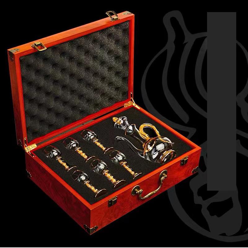 

Кубок Байцзю в китайском дворце, чашка для дегустации вина из золотой фольги, роскошная ручная чашка из золотой фольги 24 карата, диспенсер для вина, подарок от старейшин