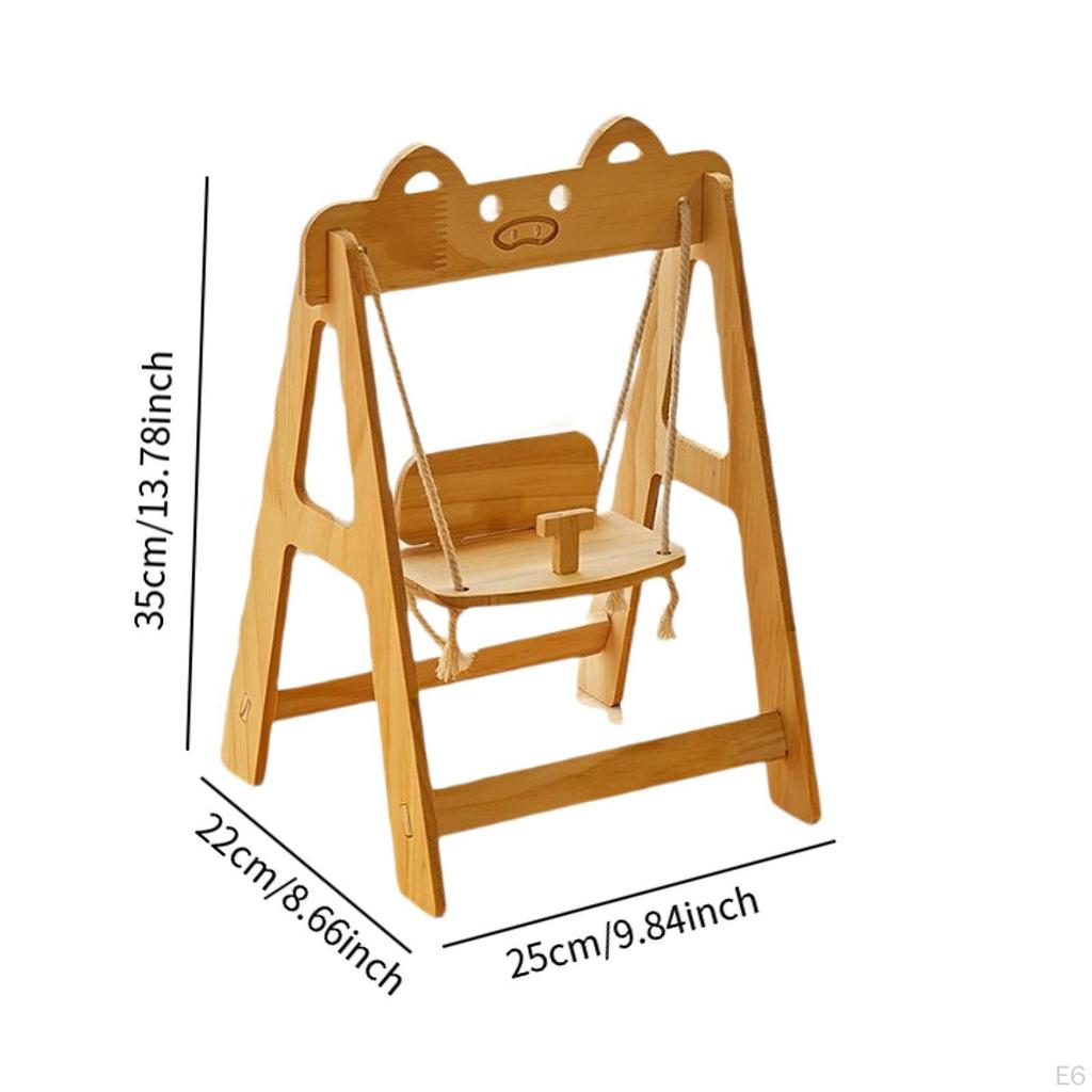 Doll Swing Lightweight Accessories Portable Adjustable Rope Length Wood Toy