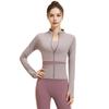 Women's Workout Jacket Full Zip Up Cropped Yoga Jacket Long Sleeve Slim Fit Athletic Top