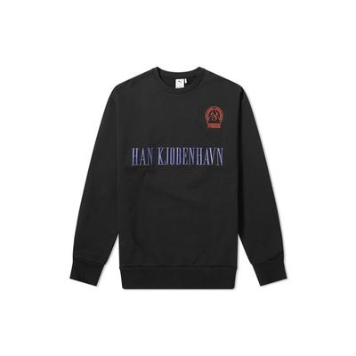 X Han Kjobenhavn Logotipo Bordado Casual Esportivo Moletom Gola Redonda Masculino Tops Preto 578244-01