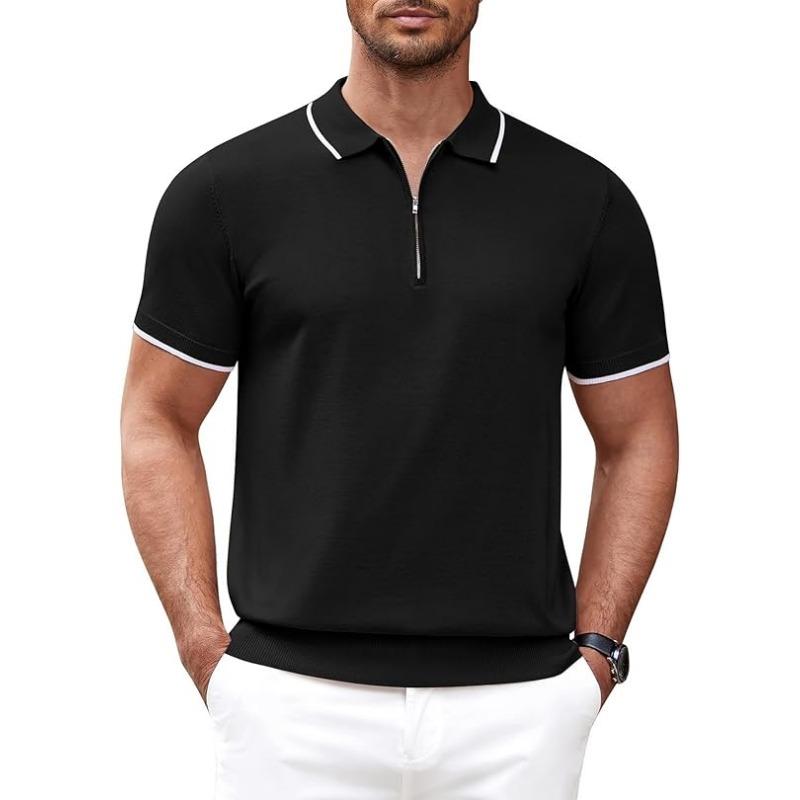 Polo Herrkläder Med Dragkedja Herr Kortärmad T-shirt Sommar Golf-T-shirts Pikétröja Trendiga Kläder