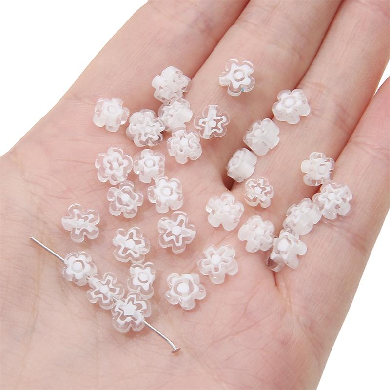 10 Stück 6mm Handgemachte Lampwork Glasanhänger Blumenperlen für DIY Halskette Armband Ohrring Schmuck Basteln