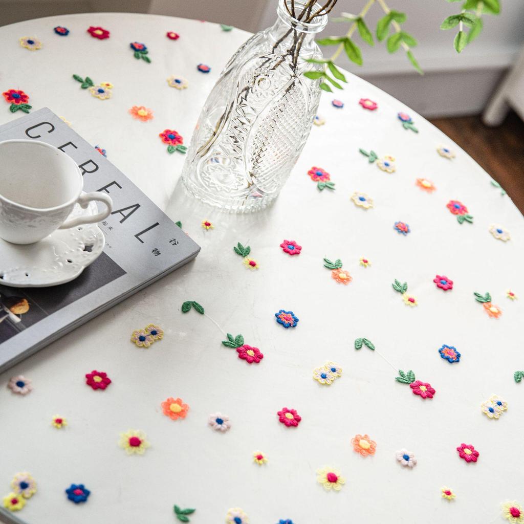 Imanqiyun Colorful Embroidered Floral Lace Tablecloth and Photography Backdrop.