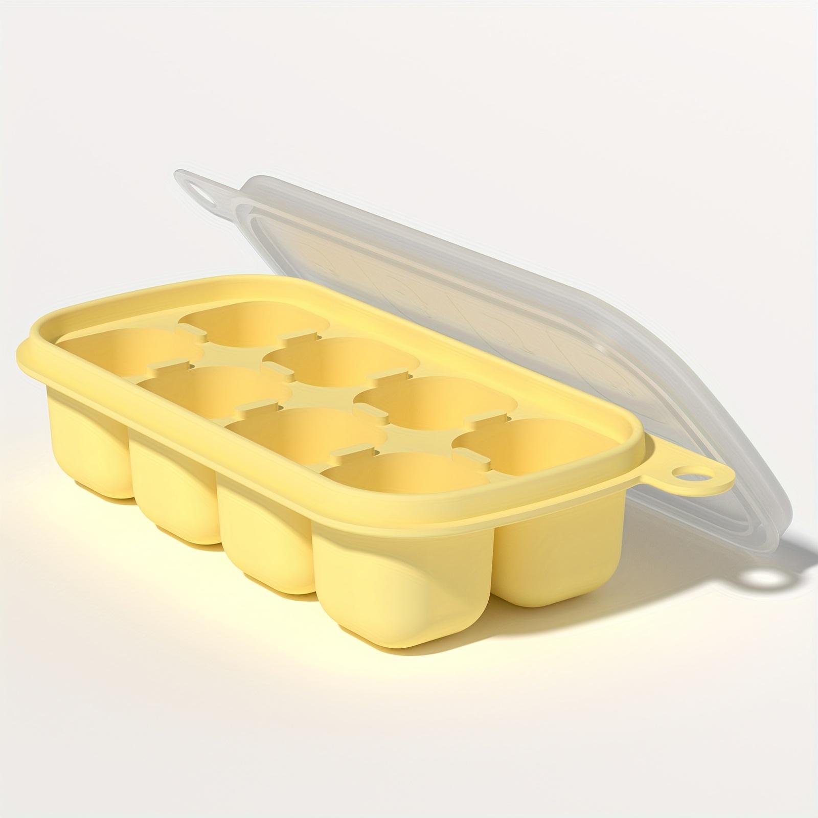 

1Pc Ice Cube Mold Household Silicone Soft Bottom Refrigerator Ice Box Storage Artifact жовтий