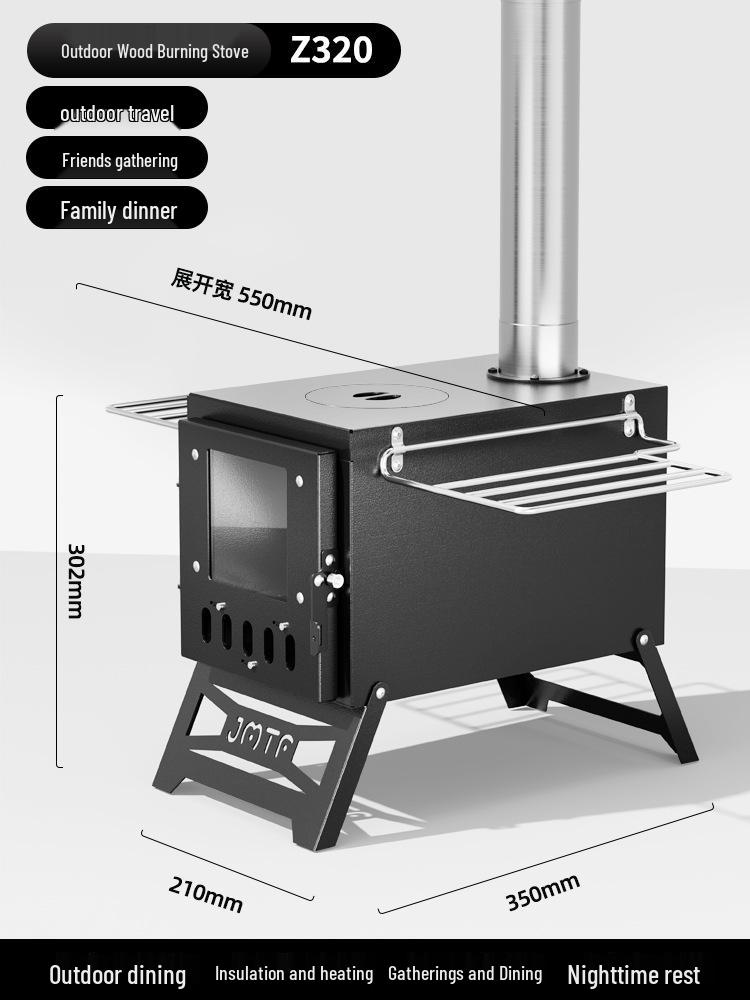 Outdoor Camping Stainless Steel Folding Wood Stove - Tent Heating, Lighting, Picnic - Cross-border Tourism