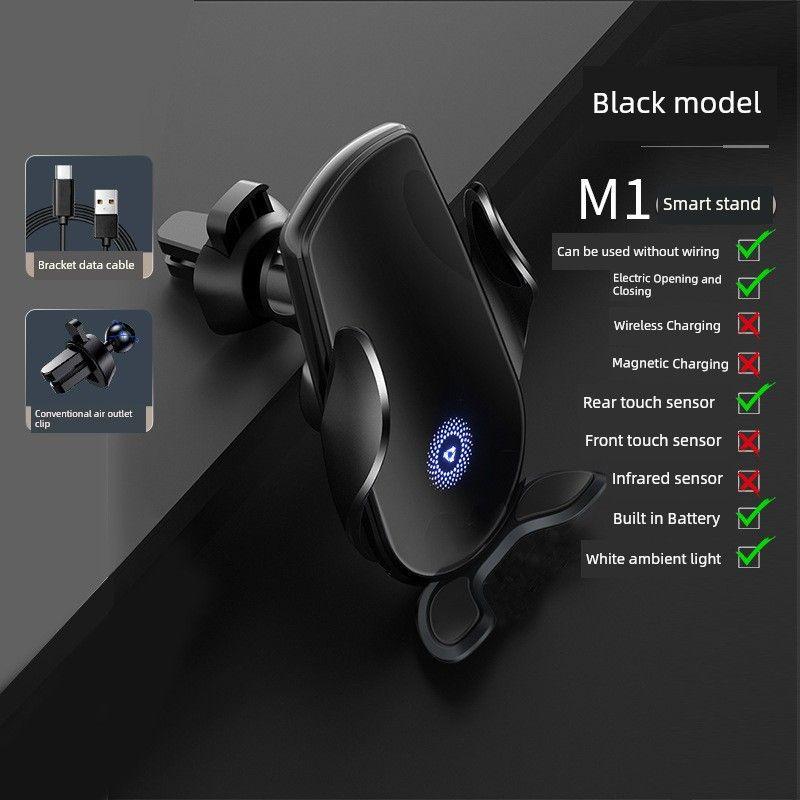 

New Model Magic Clip M123 Car Wireless Charger with Automatic Sensing Electric Clamping Phone Holder and Navigation Stand for Car M1 Electric Version [Black]