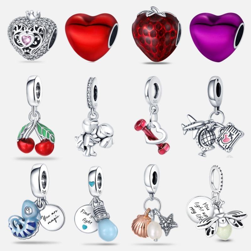 Universalcopper Pendant Suitable For Pan Charm Bracelet Red Series Beads Exquisite Jewelry Party Festival Gift