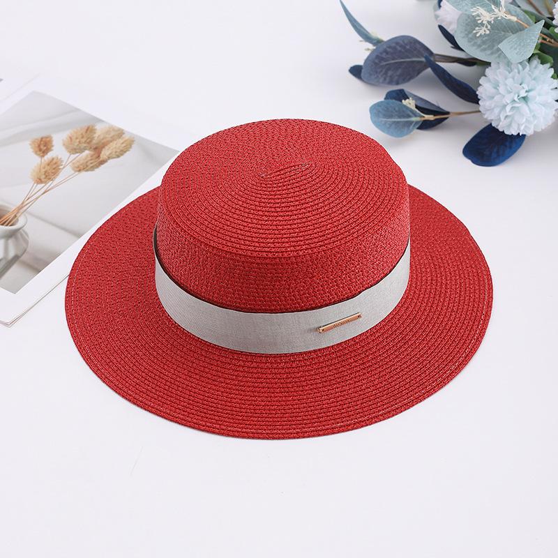Internet celebrity French retro flat top straw hat summer travel sun hat manufacturer