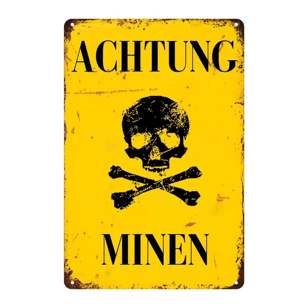 Durable Metal Signs Military Style Tin Warning Sign for Mines Ideal as Man Cave Plaques Poster for Yard Garage Wall Decoration