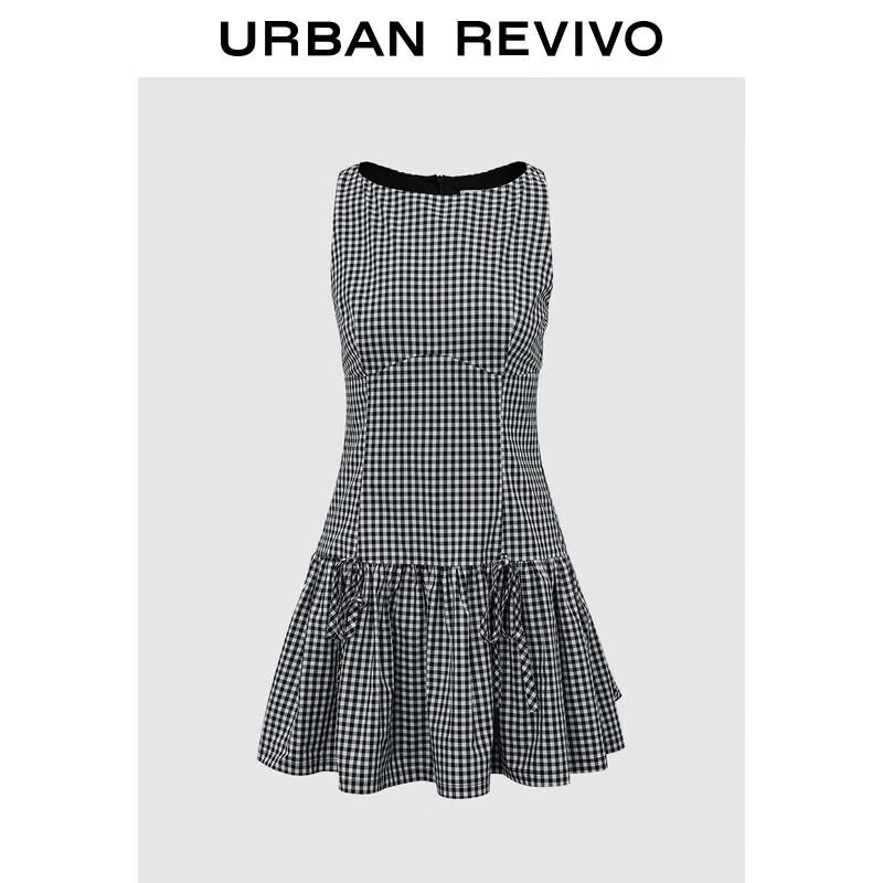 

UR 2025 Summer Casual Plaid Sleeveless A-Line Dress L