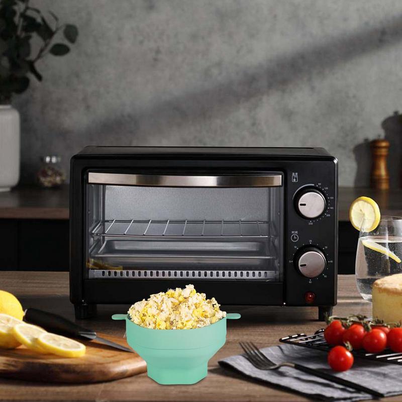 Recipiente de silicona para palomitas de maíz en microondas, plegable, con tapa, gran capacidad, utensilios de cocina para hornear palomitas de maíz
